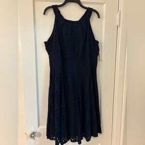 dressbarn Navy Blue Eyelet Dress size 16